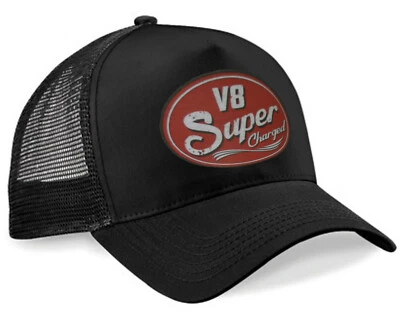 V8 Super Charged Trucker Cap Hot Rod V8 US Car Old School Bike Baseball Kappe - Bild 1 von 3