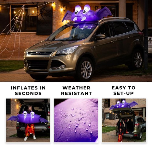 Halloween Inflatable Bat Trunk Decoration for Car with Lights 6FT Trunk or Treat - Picture 5 of 8