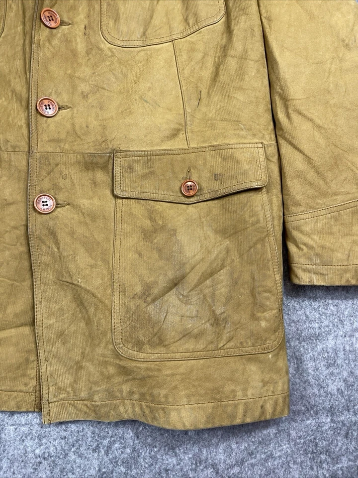 Tommy Hilfiger Suede Jacket Mens XL Brown 4 Pocket Chore Barn Hip Hop Distressed - Image 2 of 4