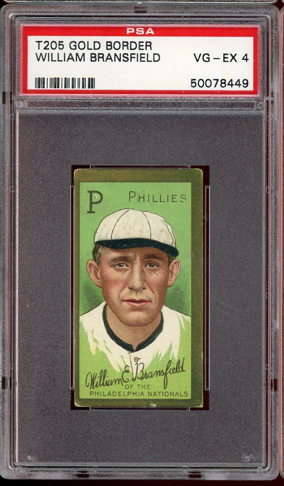 1911 T205 Gold Border Baseball William Bransfield PSA 4