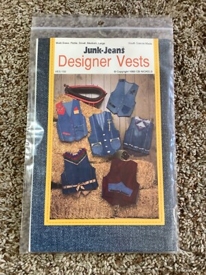 Junk Jeans SEWING PATTERN Designer VESTS Sizes S-M-L Cut For Large & Complete