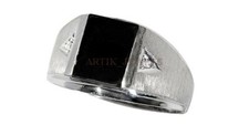 Anello In Argento Sterling 925 Con Pietra Preziosa Nero Onice Per Uomo #1115