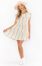 $158 Show Me Your Mumu Daydream Mini Dress Ombre Striped Linen Size S