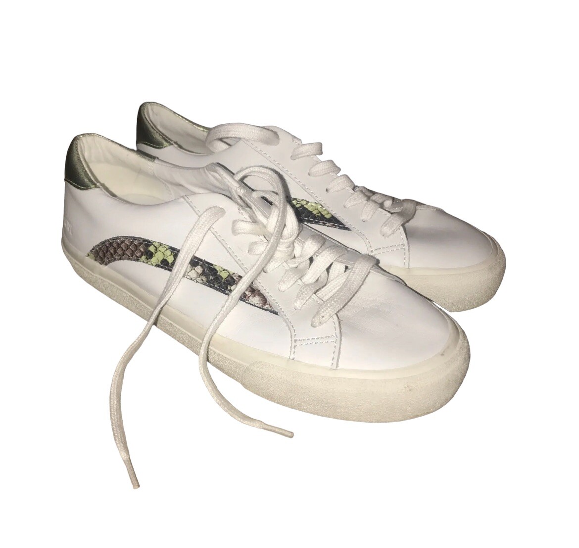 MADEWELL Sidewalk Low Top Sneakers Leather Snake Print Size Minimalist  White