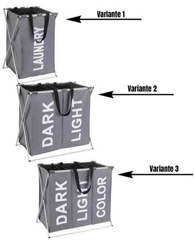 Wäschesammler Wäschesortierer Grau Korb Wenko 3 Fächer Dark Light Color Wäsche - Bild 1 von 16