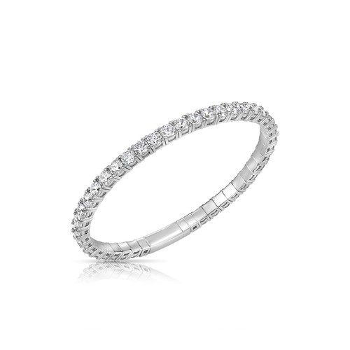 14K Real Solid White Gold Round Brilliant Tennis Bangle Bracelet 1.75mm-4mm - Picture 14 of 14