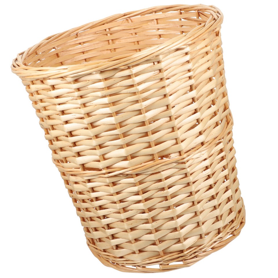 Rattan Trash Can Wicker Sundry Basket Coffee Color Waste Bin Office eBay