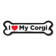 I Love My Corgi Dog Bone Car Magnet - 2x7 Dog Bone Auto Truck Decal Magnet