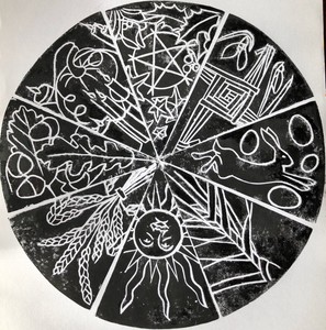 Wheel Of The Year Print Original Lino Art Pagan Wiccan Gift Monochrome Handmade Ebay