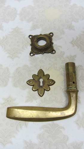 Original Messing Türgriff Türklinke Griff Rosette France antik - Picture 2 of 11