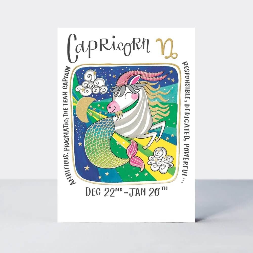 Capricorn Birthday Card Zodiac Star Sign Goat - Fun Astrological Greeting Card