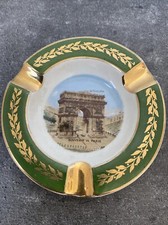 Ancien Cendrier Porcelaine De Limoges Paris Arc De Triomphe Souvenir Deco 