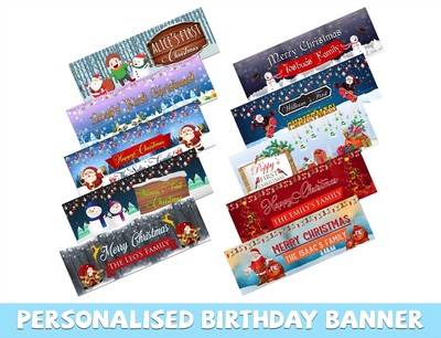 Personalised Christmas Banners Xmas Party House Decoration Occasion 534