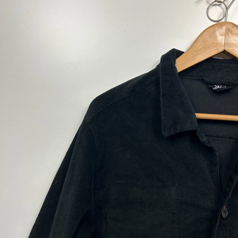 Von Zipper Corduroy Jacket Mens Large Black Long Sleeve Button Up - image 2 of 4