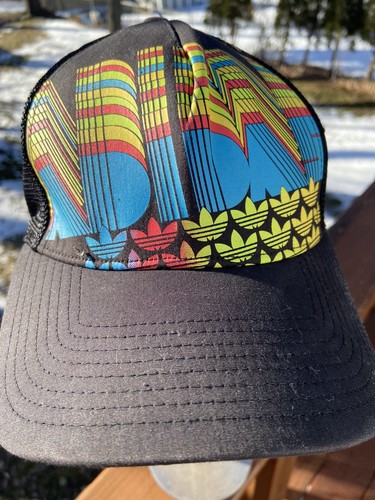 Adidas Hat Spell Out Repeating Neon A 