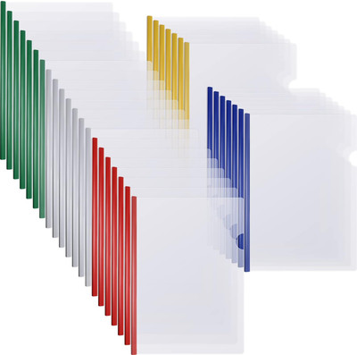 Clear Report Covers - 100 Pcs with Sliding Bar, 50 Sheet Capacity, 5 Colors