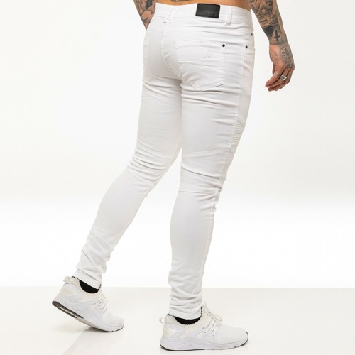 Enzo Jeans Mens Slim Fit Biker Stretch Denim Trouser Ripped Skinny Pants UK Size - Picture 39 of 43