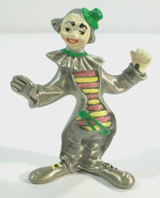 Genuine Pewter Circus Clown Enamel Figurine, C.A.T. Designs, 1980