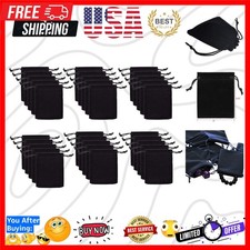 30pcs Elegant Velvet Drawstring Bags for Jewelry Gift Packaging - Chic Black