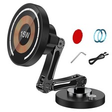 15W Fast Charging Car Mount Phone Holder with Magnetic Attachment for iPhone