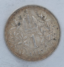 1915 Austria Hungary 1 Corona Franz Joseph I silver coin vintage silver crown