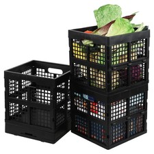 20 Liter Square Storage Crates Black Collapsible Milk Crates 3 Pack