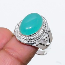 Aqua Chalcedony Gemstone Handmade 925 Sterling Silver All Size Ring For Gift