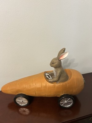 EASTER DECORATION  ,  RABBIT WITH CARROT CAR 