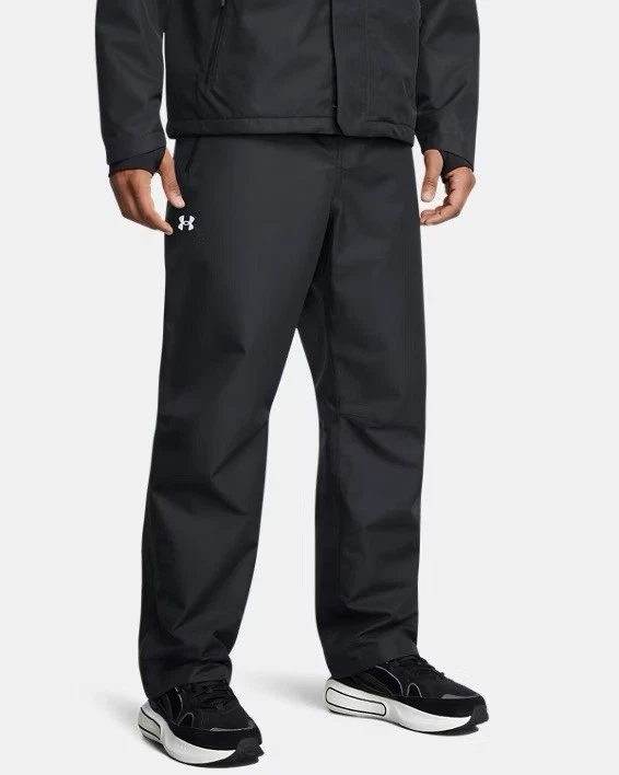Under Armour Men's UA Stormproof Lined Rain Pants Loose Fit Black Sz 3XL NWT