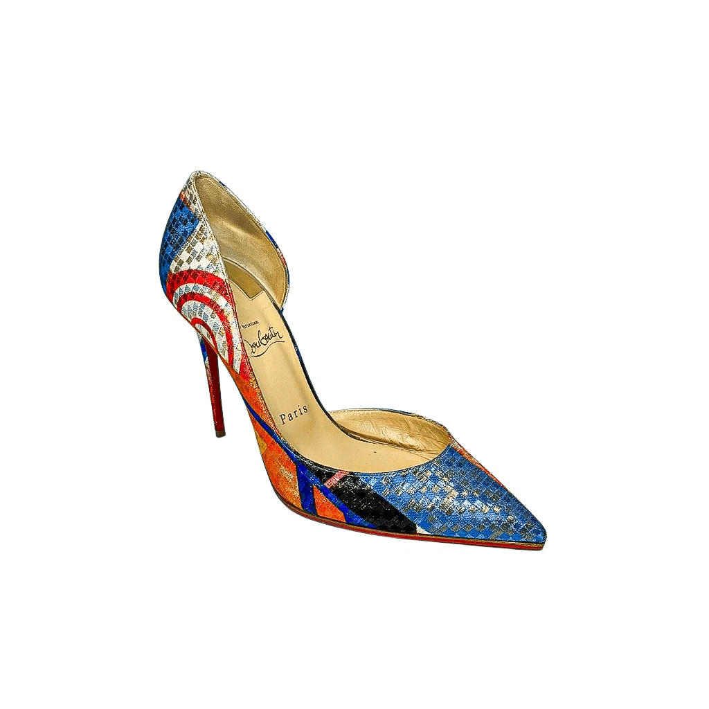 Christian Louboutin — Christian Louboutin Iriza 100 Lurex Modernist Multi Gold Pumps 4.25 Heel EU 39