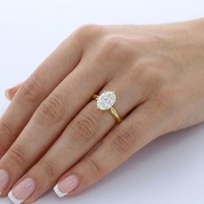 Classic Solitaire Engagement Ring 14K Gold 1.57 CT Oval Lab-Grown Diamond H VS1