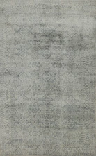 Transitional Multicolor Silk Carpet Geometric Handmade Oushak Style Rug 5x8 Ft