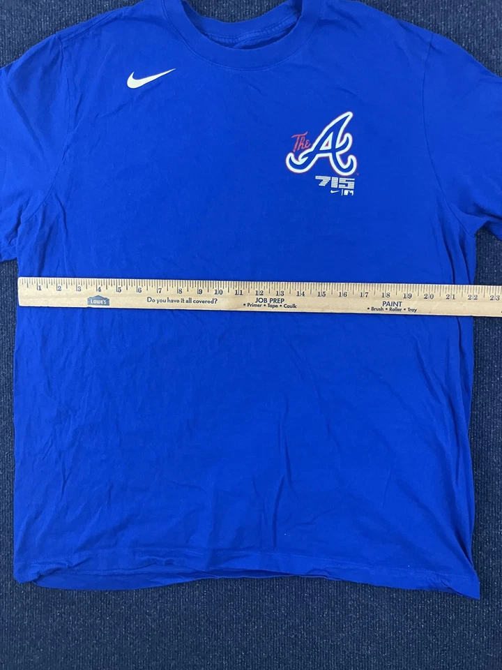 Camiseta Atlanta Braves Para Hombres XL Azul MLB Béisbol Nike Hank Aaron 715 Camiseta Foto 2 de 4