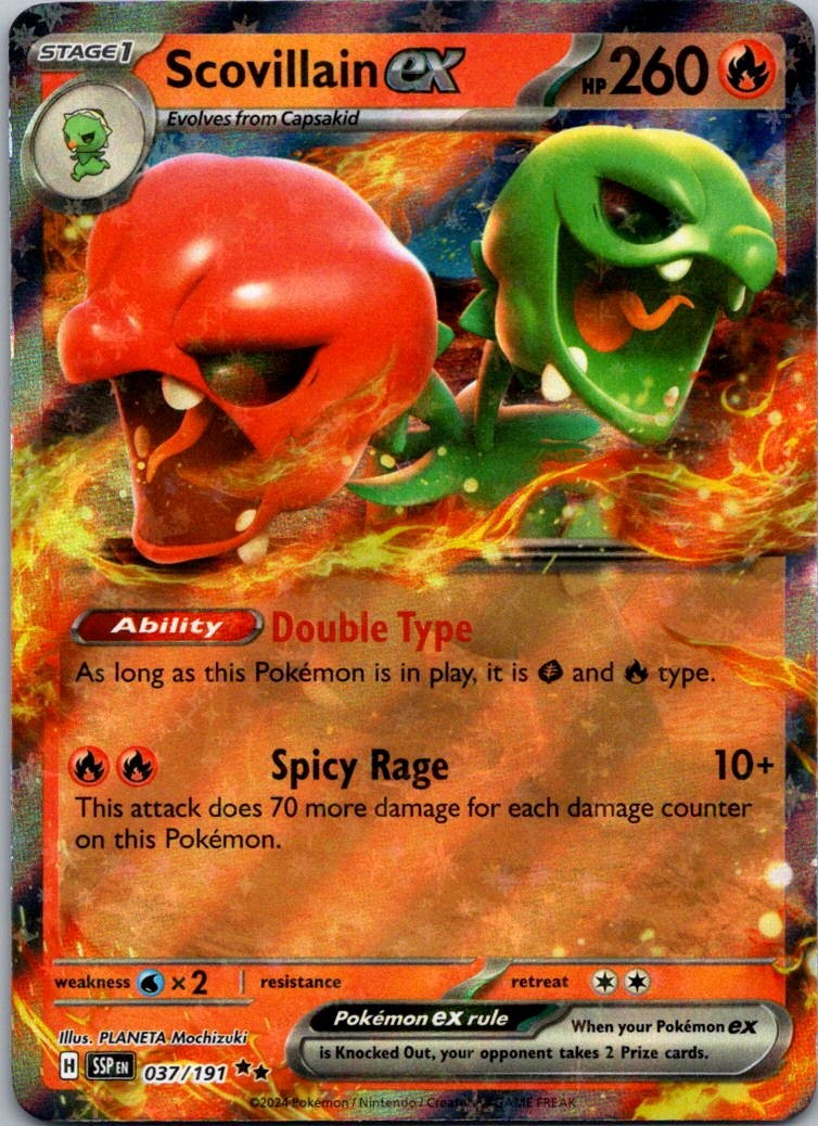 Scovillain ex 037/191 Double Rare Surging Sparks Pokemon Near Mint