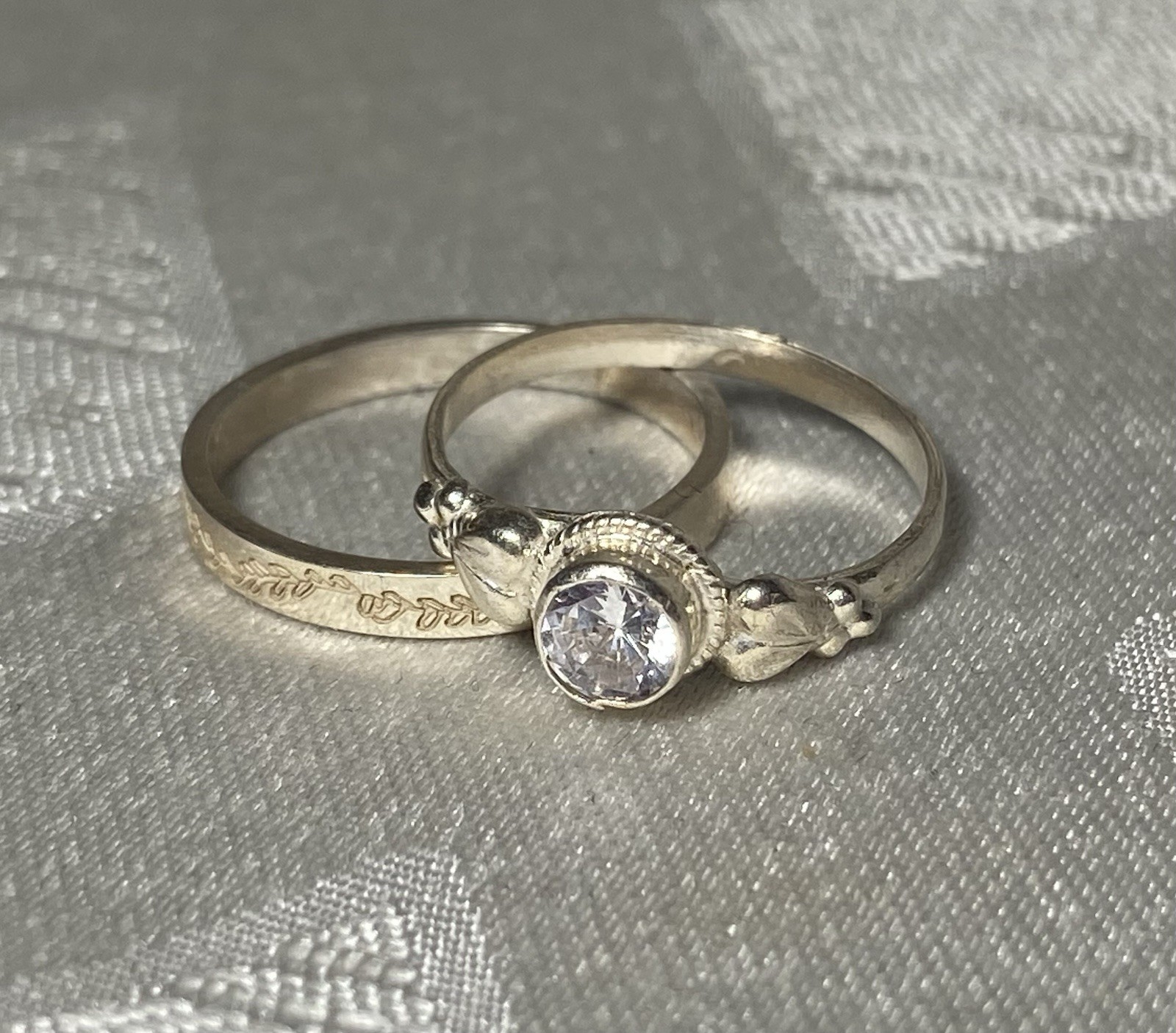 Vintage Sterling Silver Stackable Ring Set CZ Sol… - image 4