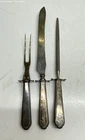 (I) Lunt William and Mary Sterling Silver Handled Carving Fork Knife Sharpener