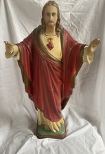 Large old Altar Statue Jesus Christ Savior Sacred Heart Plaster Ireland Catholic