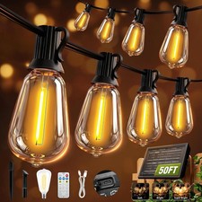 50FT Outdoor Solar String Lights for Patio Waterproof Connectable ST38 LED Light