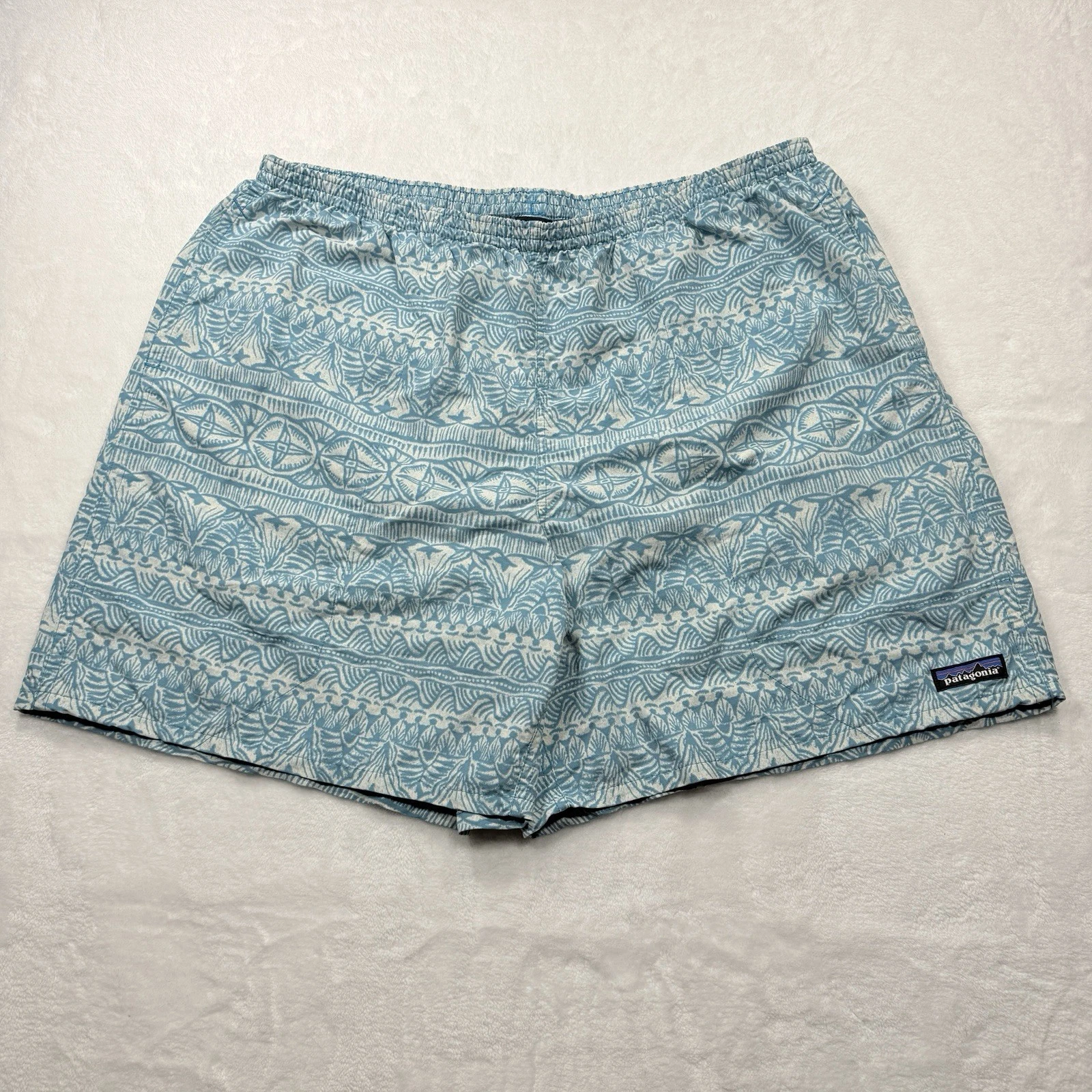 Patagonia Baggies Mens XXL Shorts Teal Blue 6” Inseam Rare Pattern
