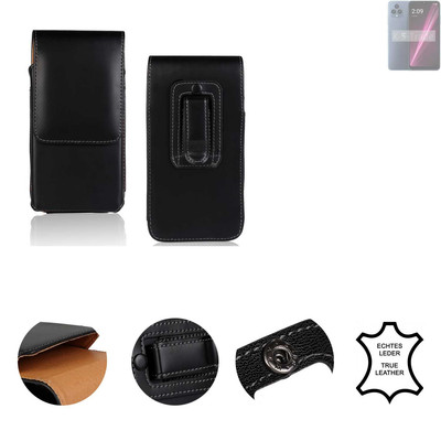Echtleder Gürteltasche Schutzhülle für T-Mobile REVVL 6 schwarz Case Slim Cli