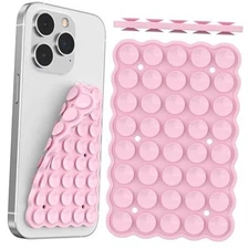 Silicone Suction Cup Phone Mount Double-Sided, Sticky Grip Suction Light Pink