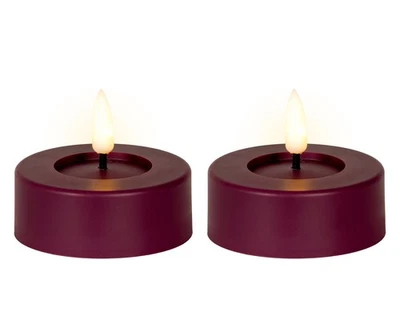 LED Teelichter mit Timer Outdoor 6,5x5cm Plastik Beerenlila 2 Stück - Bild 1 von 3