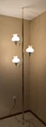 Vintage Tension Rod Pole 3 Way Lamp Milk Glass Hobnail Shades Brass Tone Pole