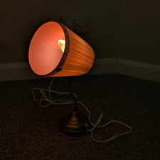 Table Lamp White Cone Shade Brass Finish Base Corded Electric Switch
