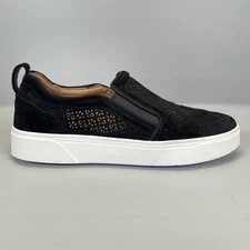 Vionic Kimmie Perf Shoes Womens Size 6.5 Black Suede Slip On Platform Sneakers