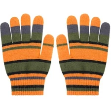 Striped Orange and Green Fuzzy Gloves Halloween Movie Cosplay Accessories Large