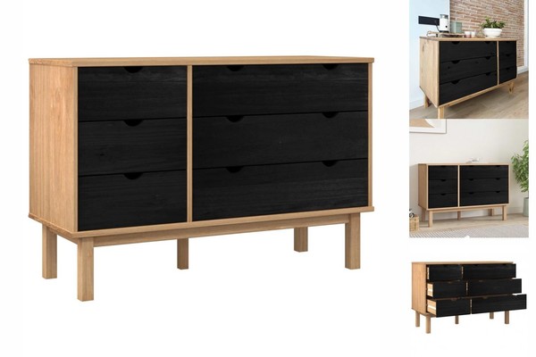 Schubladenschrank Mit Speicher Otta Schwarz 111X43X73,5 Cm-image