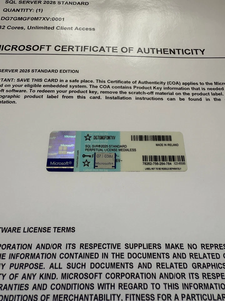 Microsoft SQL Server 2025 Standard 32 Core Unlimited User CALs CoA Authentic - Image 2 of 4
