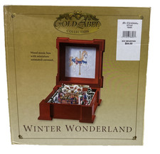 2001 Mr. Christmas Gold Label Winter Wonderland Wood Music Box with carousel