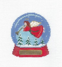 Angel with Trumpet SNOW GLOBE Ornament HP Needlepoint Canvas by Susan Roberts